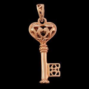 Gold Over Sterling Filigree Heart Key Pendant